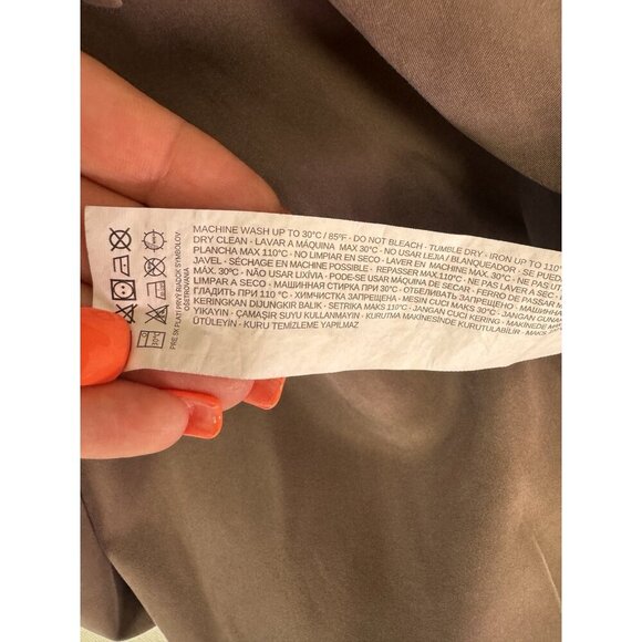 MNG Womens Taupe Midi Wrap Dress Size 12 Neutral Minimalist Soft Draped Timeless - Picture 6 of 10